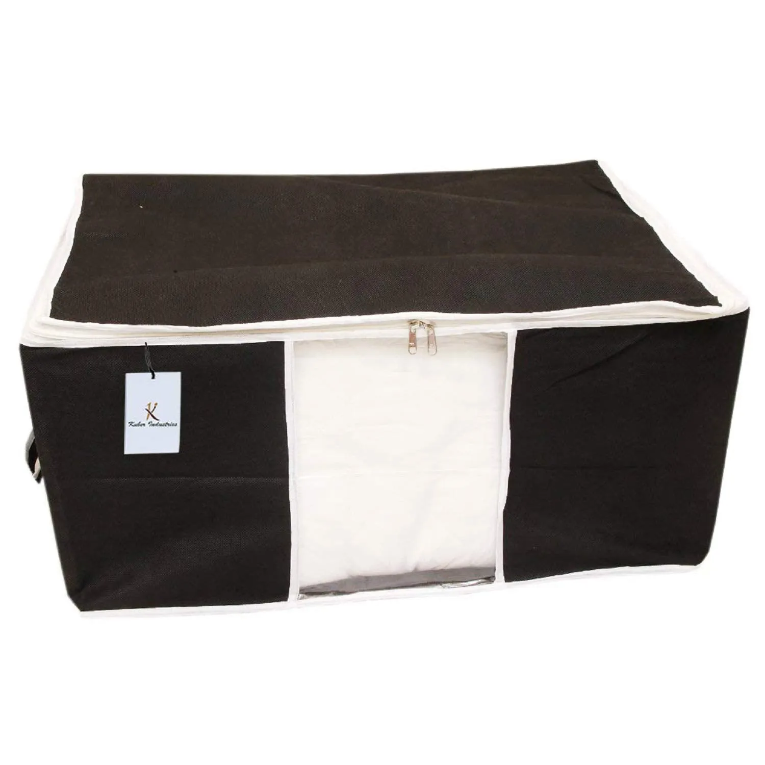 Kuber Industries Underbed Storage Bag|Storage Organiser|Blanket Cover Set of 2 (Black)