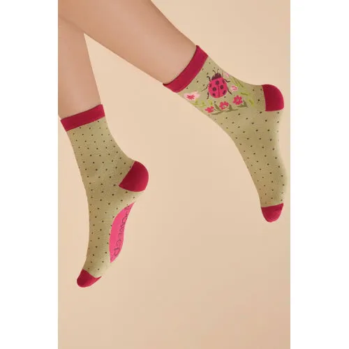Ladybug Sage Socks by Powder UK