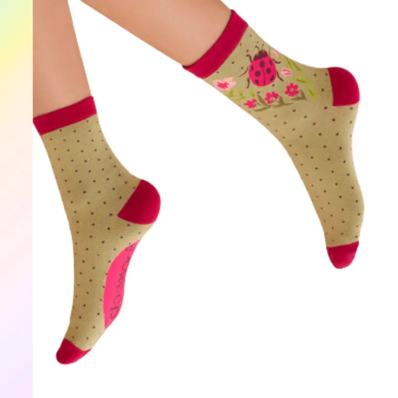Ladybug Sage Socks by Powder UK