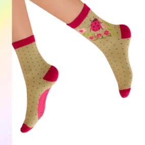 Ladybug Sage Socks by Powder UK