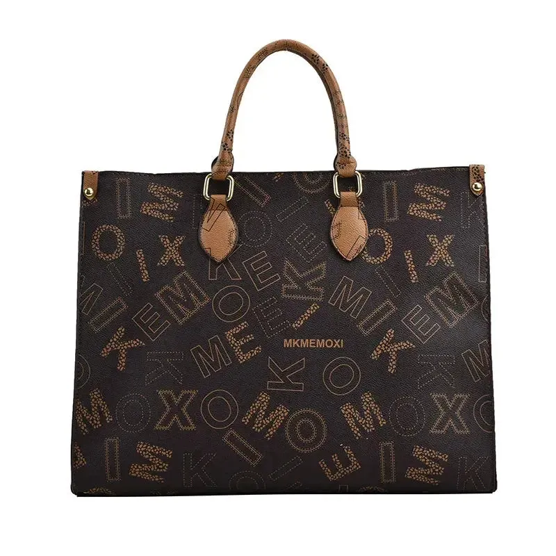 large capacity designer shopping bag  Big Women Tote Large Capacity Shopping Bag Female Designer Purses And Handbags 2023 Luxury Vintage Brown Leather Ladies Handbag