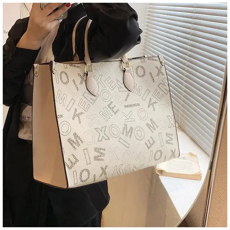 large capacity designer shopping bag  Big Women Tote Large Capacity Shopping Bag Female Designer Purses And Handbags 2023 Luxury Vintage Brown Leather Ladies Handbag