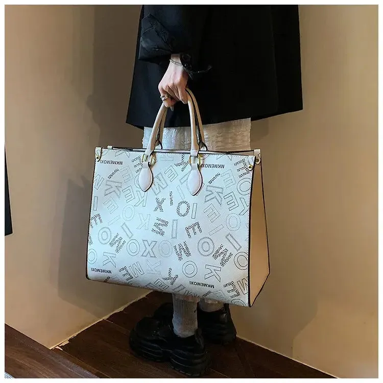 large capacity designer shopping bag  Big Women Tote Large Capacity Shopping Bag Female Designer Purses And Handbags 2023 Luxury Vintage Brown Leather Ladies Handbag
