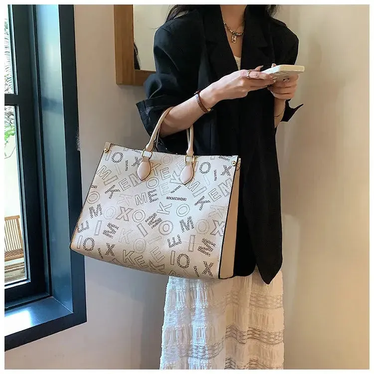 large capacity designer shopping bag  Big Women Tote Large Capacity Shopping Bag Female Designer Purses And Handbags 2023 Luxury Vintage Brown Leather Ladies Handbag