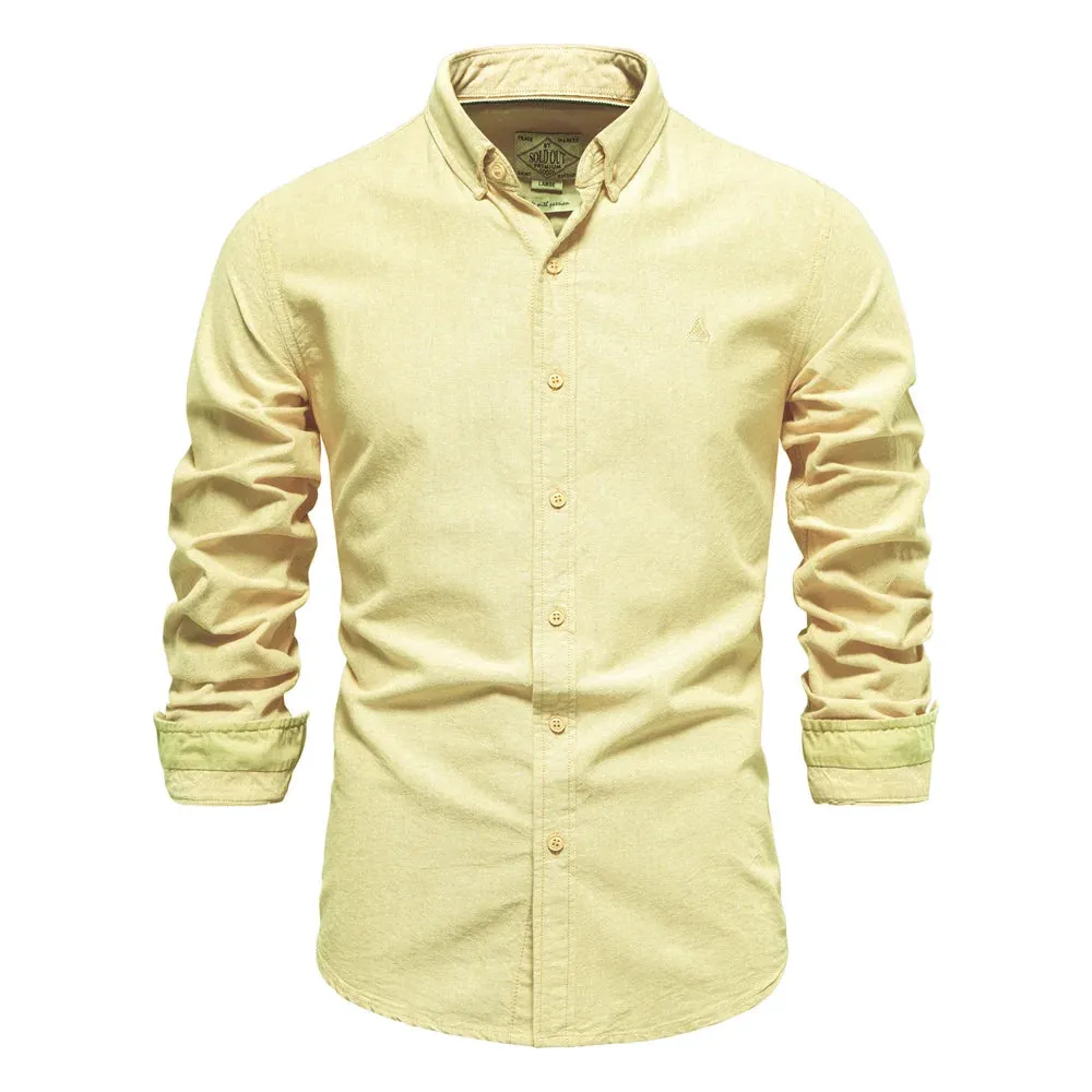Long Sleeve Oxford Men's Shirts 100% Cotton Solid Color Social Shirts for Men New Spring Autumn Mens Designer Clothes