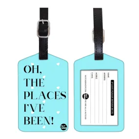 Luggage Tags Set Of 2 -  PLACES I HAVE BEEN - BLUE
