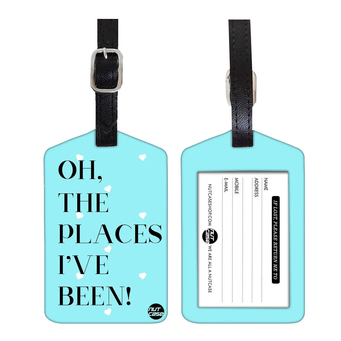 Luggage Tags Set Of 2 -  PLACES I HAVE BEEN - BLUE
