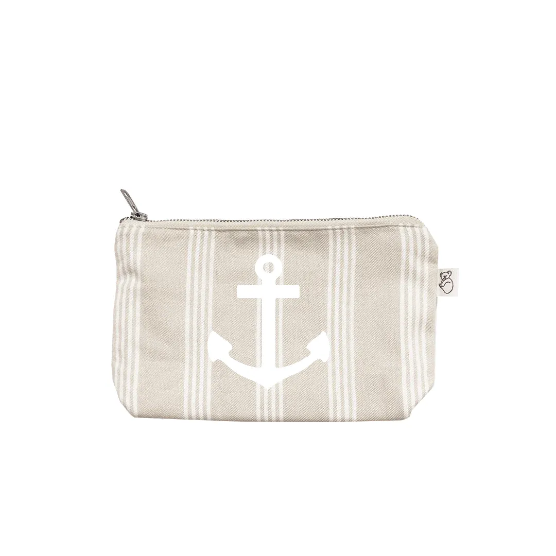 Makeup Bag: Sand Ticking Stripe
