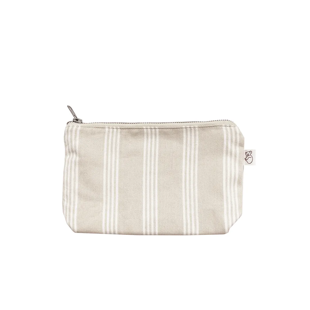 Makeup Bag: Sand Ticking Stripe