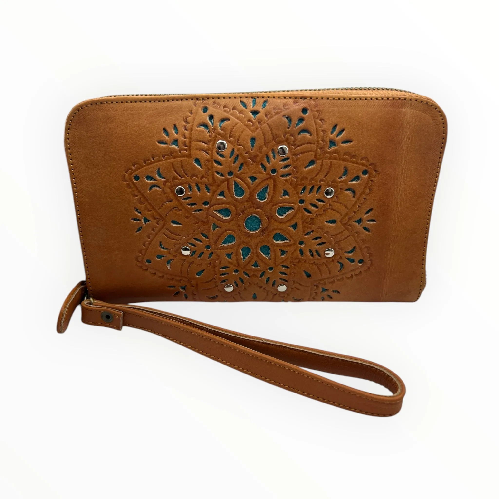 Mandala Leather Zip Wallet
