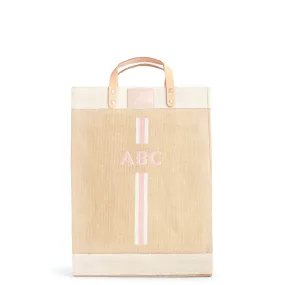 Market Bag in Natural with Pink Striped Monogram