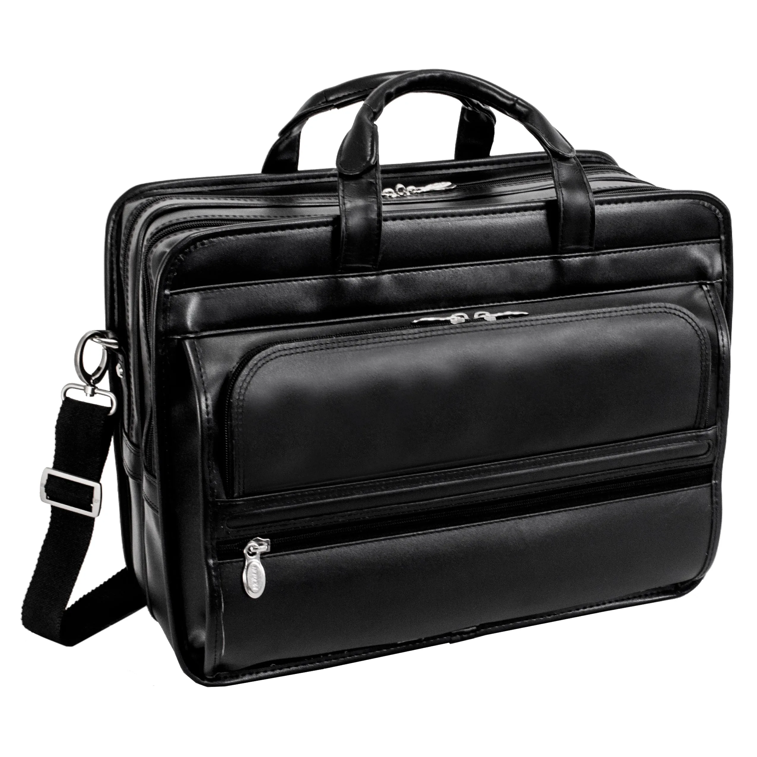 McKlein FRANKLIN 17" Leather Patented Detachable Wheeled Laptop Briefcase