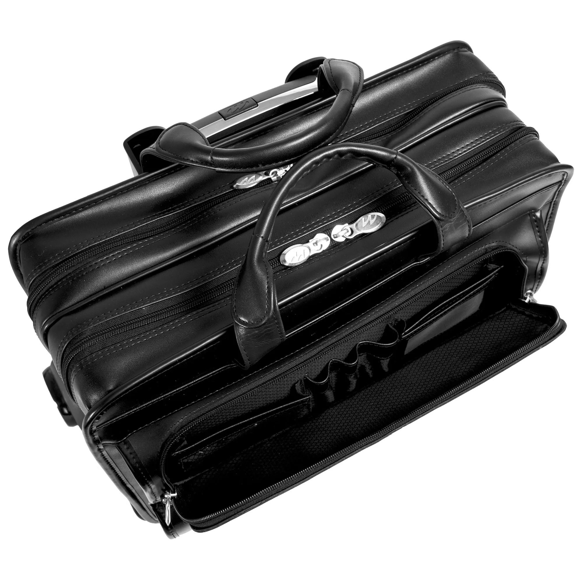 McKlein FRANKLIN 17" Leather Patented Detachable Wheeled Laptop Briefcase