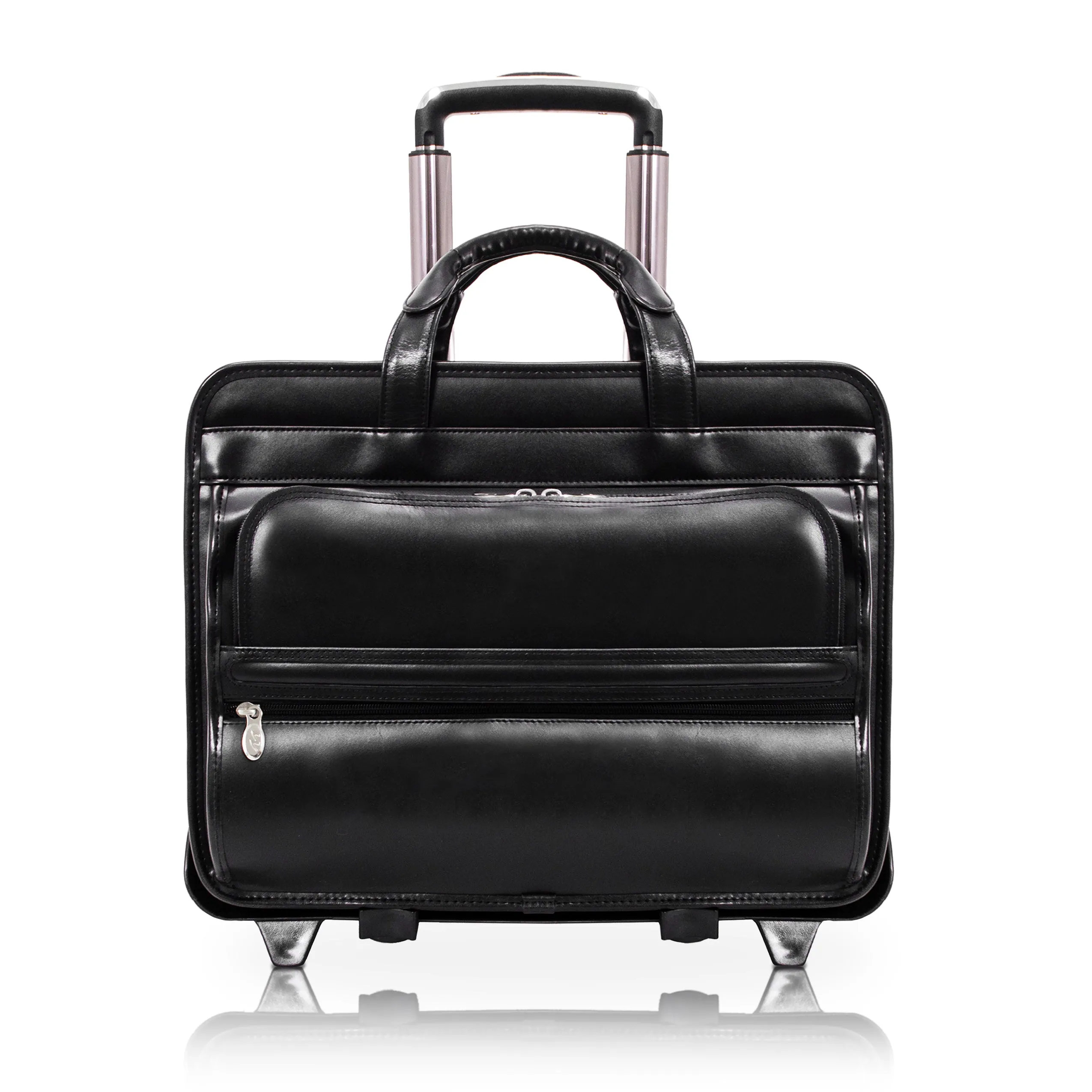 McKlein FRANKLIN 17" Leather Patented Detachable Wheeled Laptop Briefcase