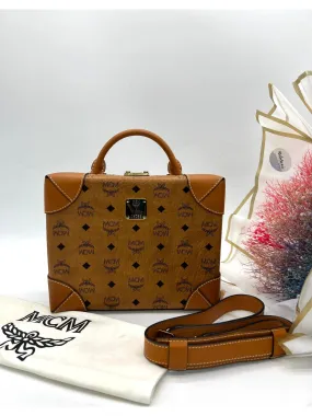 MCM Briefcase, Visetos canvas in cognac