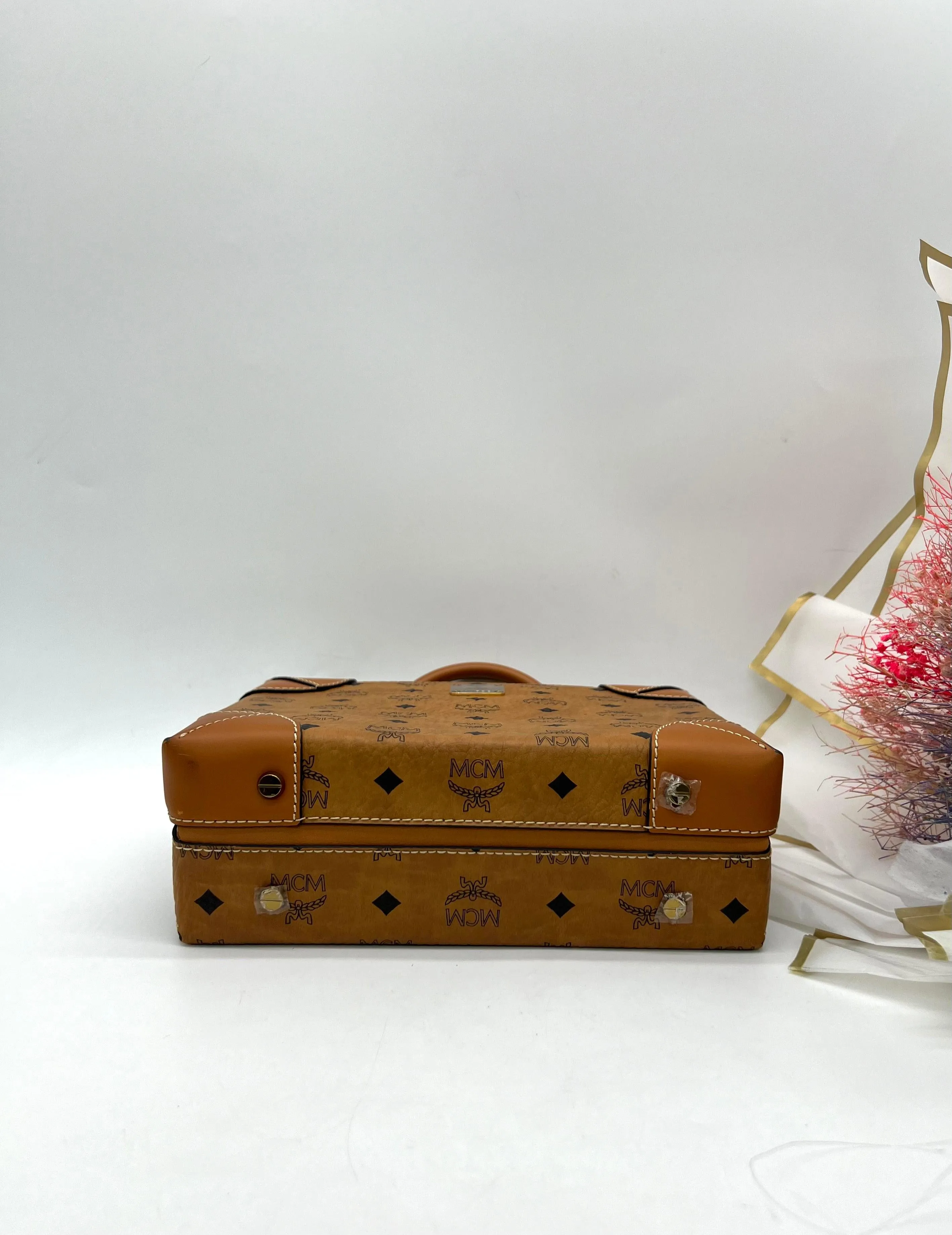 MCM Briefcase, Visetos canvas in cognac