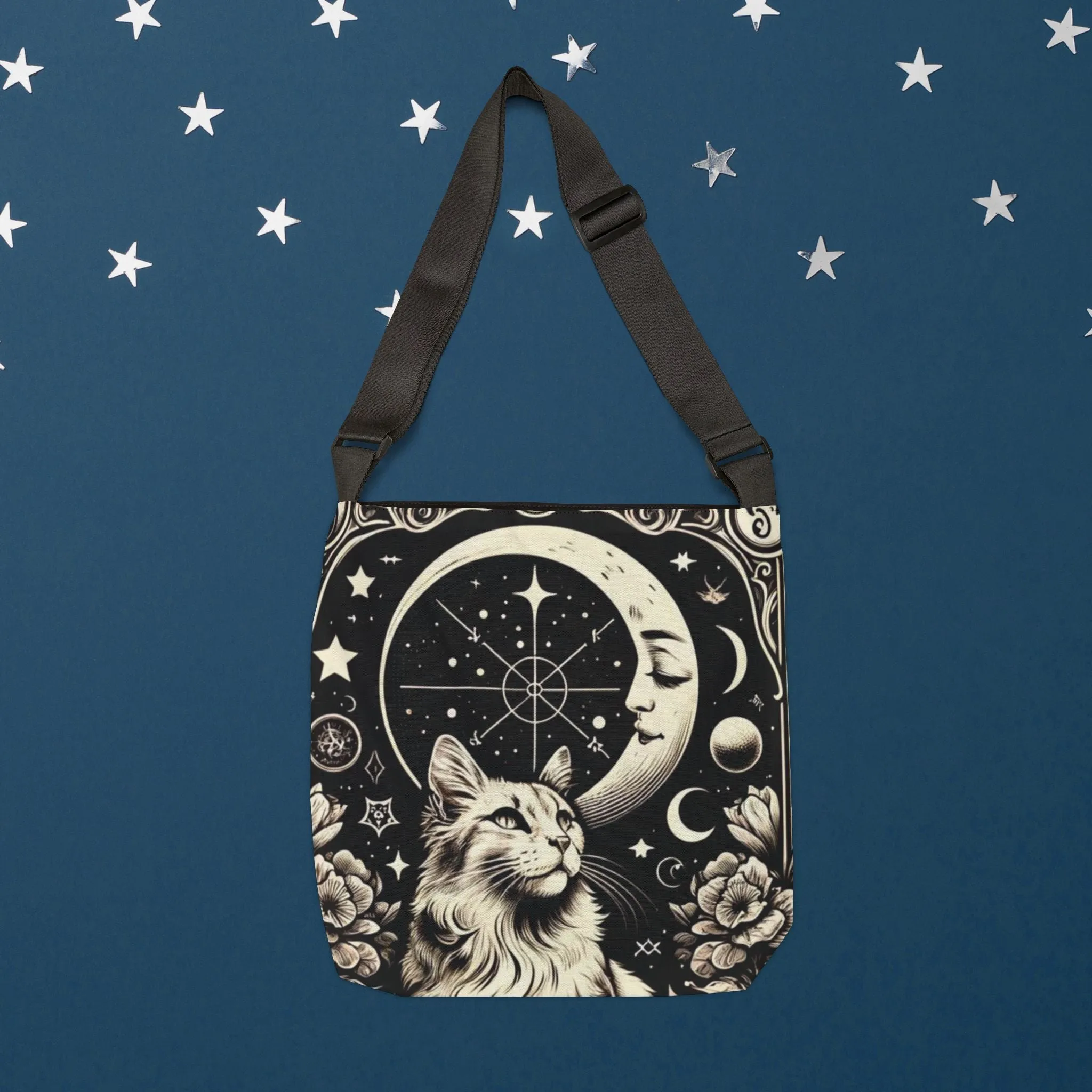 Moon Tarot - Cat Lover - Adjustable Strap Tote Bag