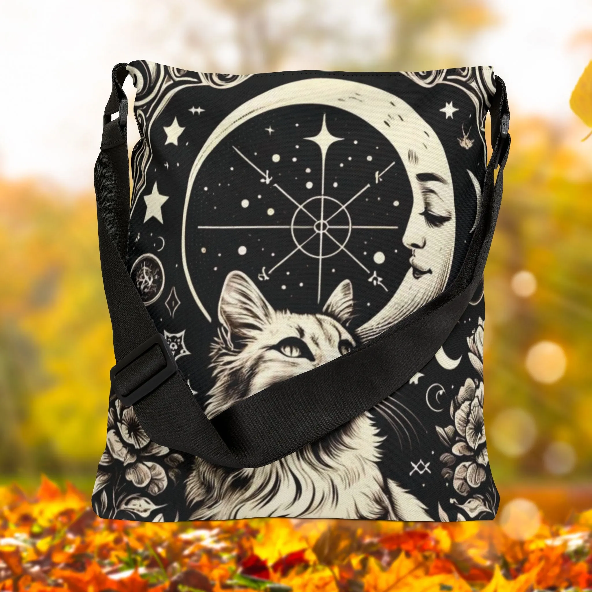 Moon Tarot - Cat Lover - Adjustable Strap Tote Bag