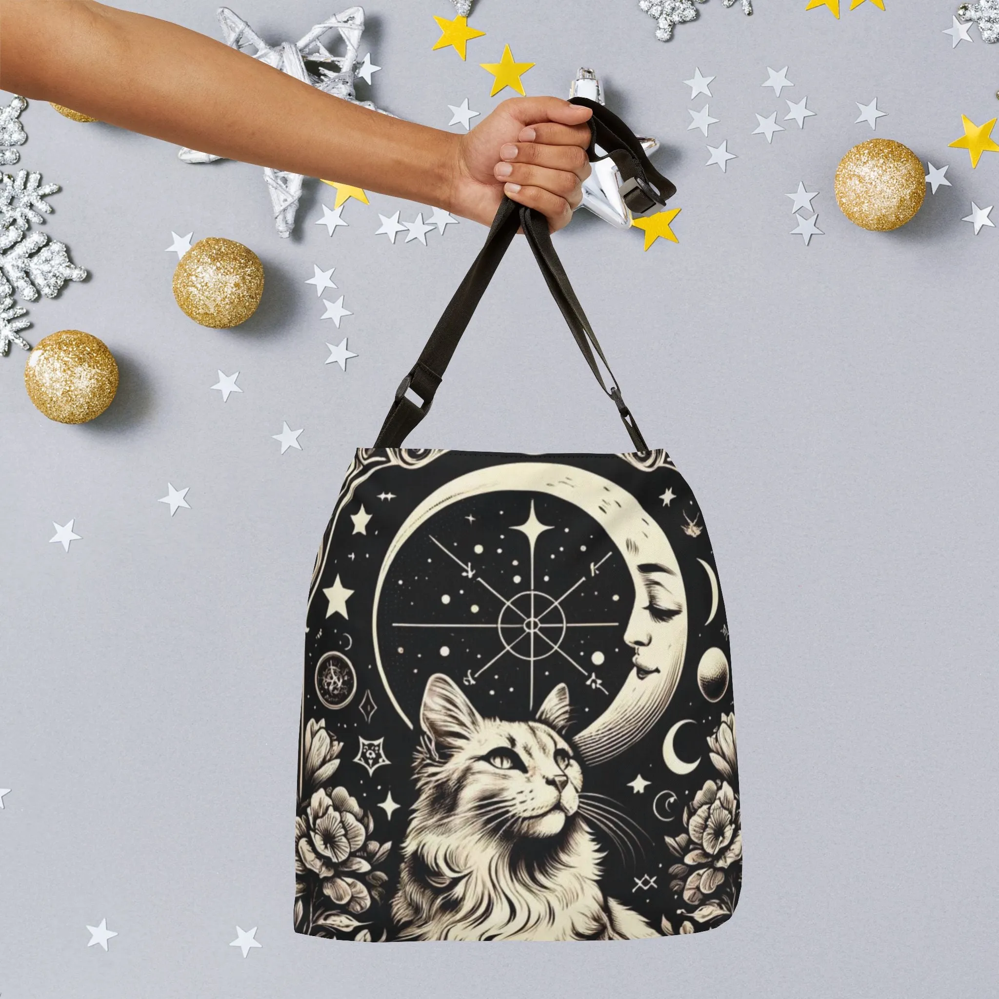 Moon Tarot - Cat Lover - Adjustable Strap Tote Bag