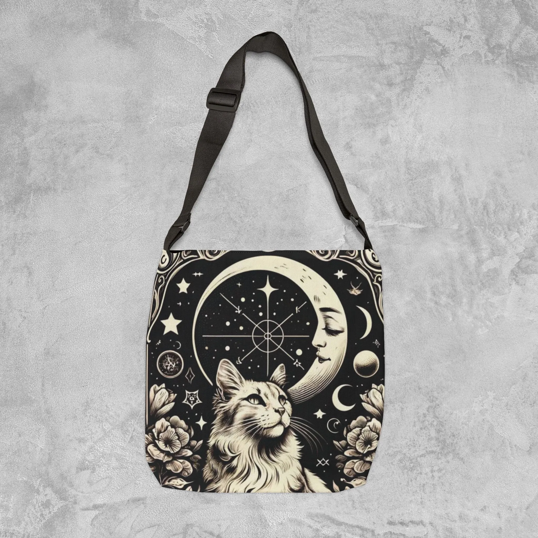 Moon Tarot - Cat Lover - Adjustable Strap Tote Bag