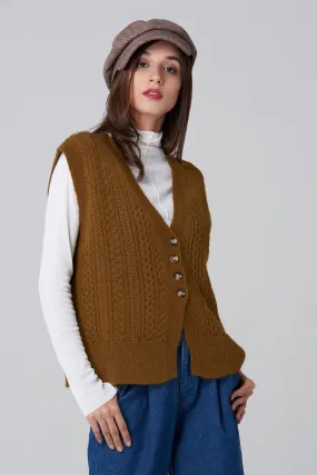 Moss Green Cable Knit Vest