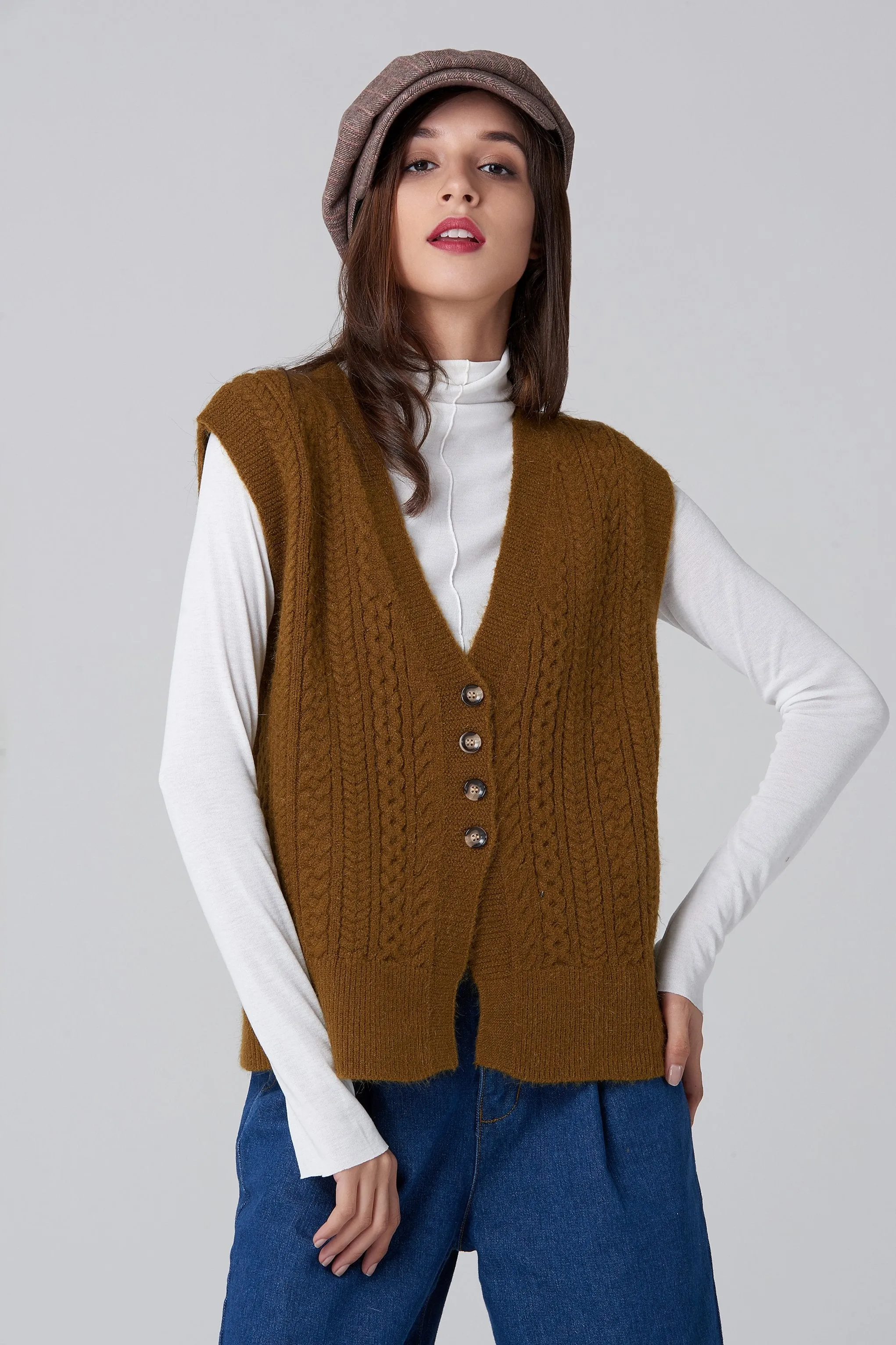 Moss Green Cable Knit Vest