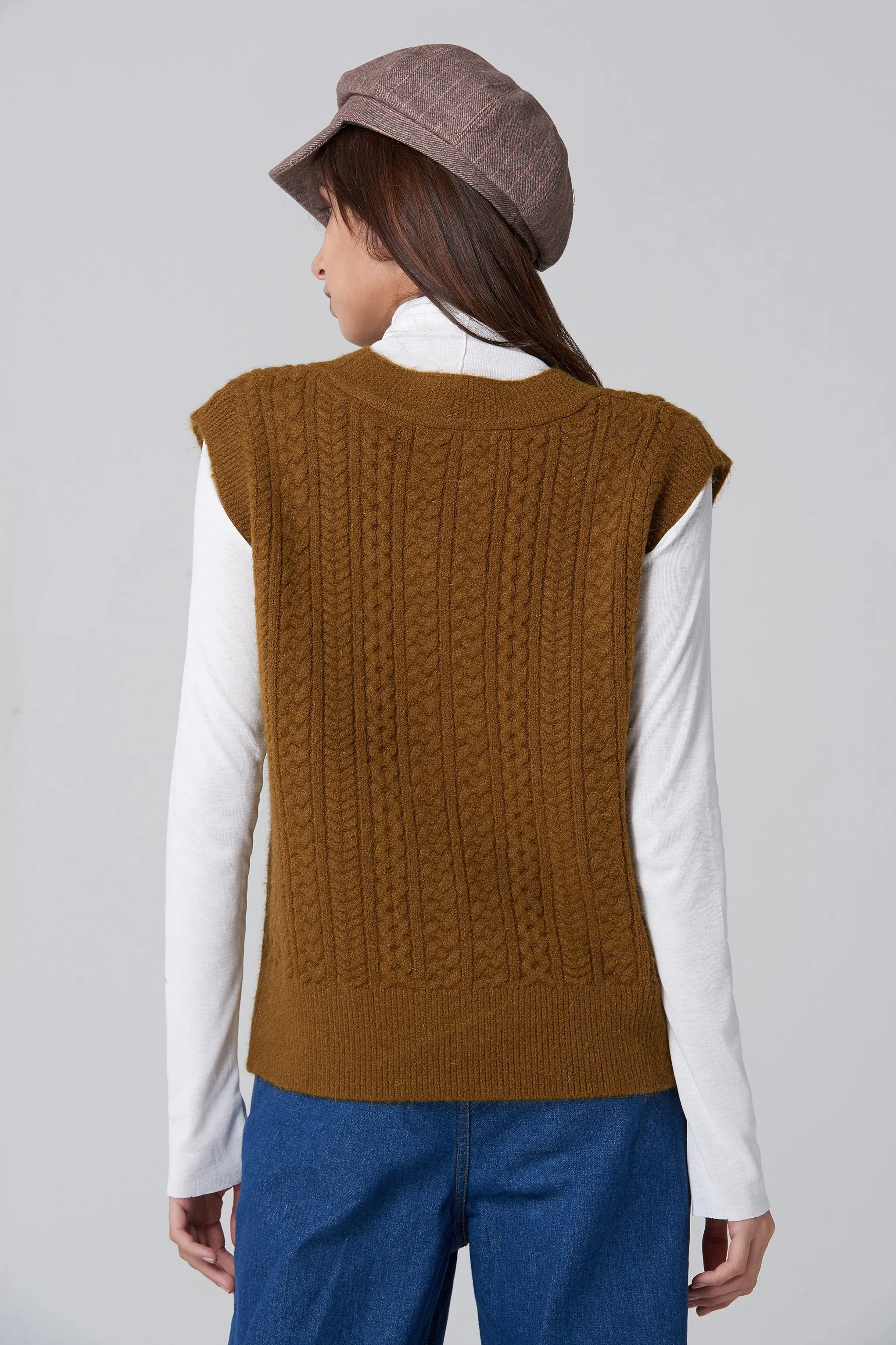Moss Green Cable Knit Vest
