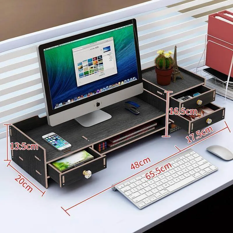 Multifunction Desktop Monitor Riser Computer Organizer
