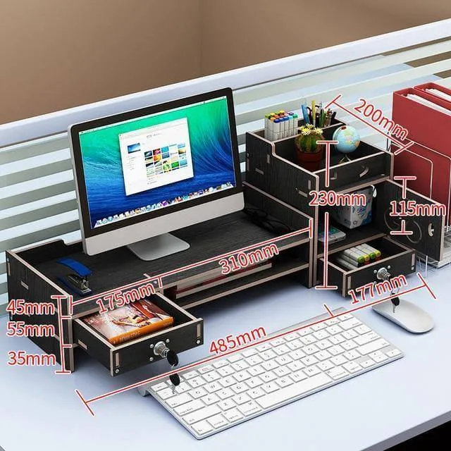 Multifunction Desktop Monitor Riser Computer Organizer