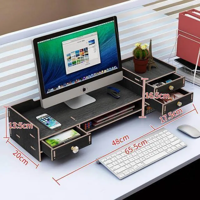 Multifunction Desktop Monitor Riser Computer Organizer