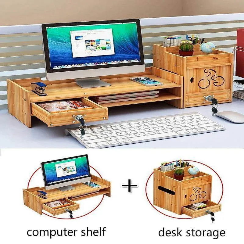 Multifunction Desktop Monitor Riser Computer Organizer