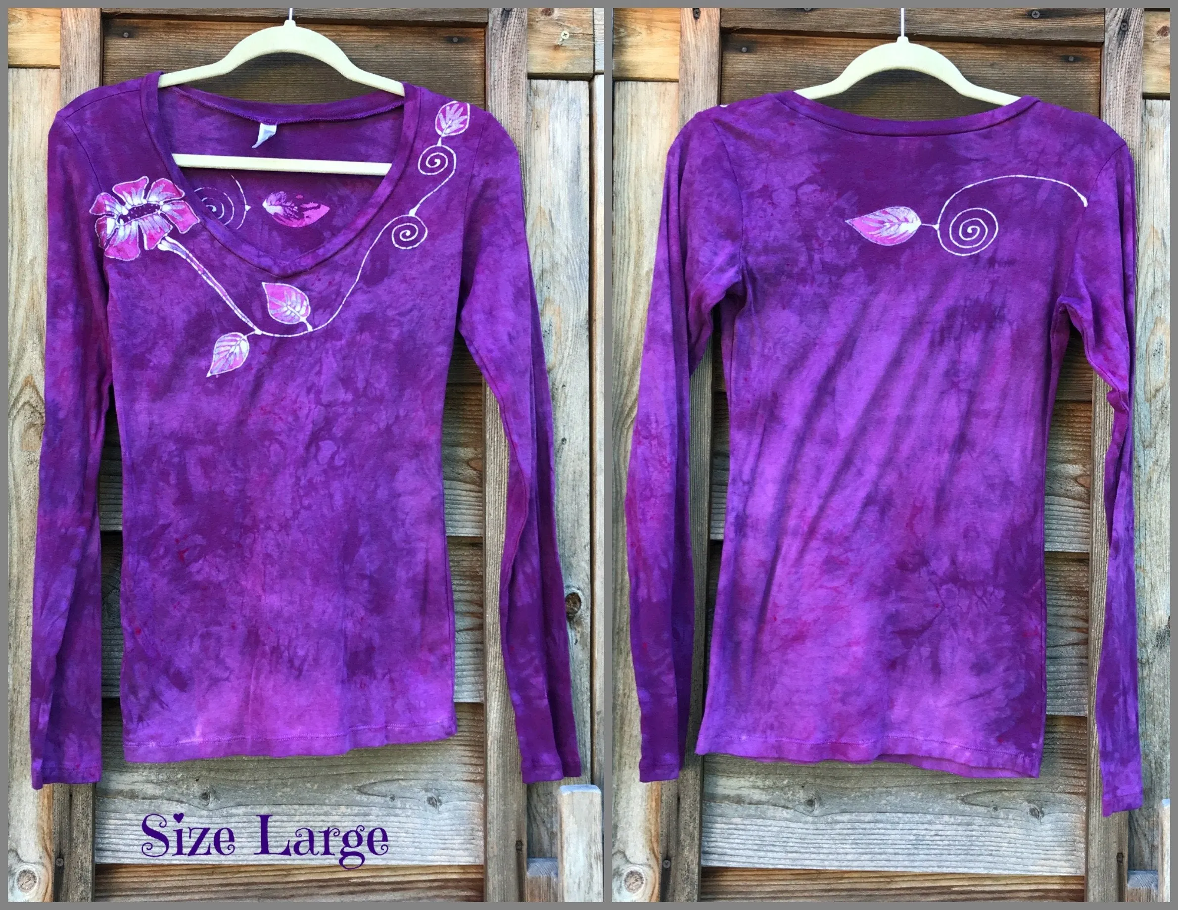 Mysterious Rose In Passionate Pink Long Sleeve Batik Top