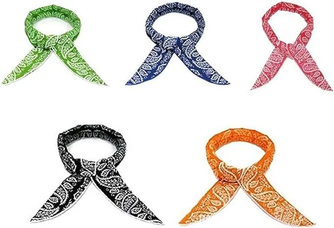 Novawo Pack of 5 Summer Instant Cooling Scarf Bandana Fast Cool Neck Wrap Ice Headband Random Colors Dispatched