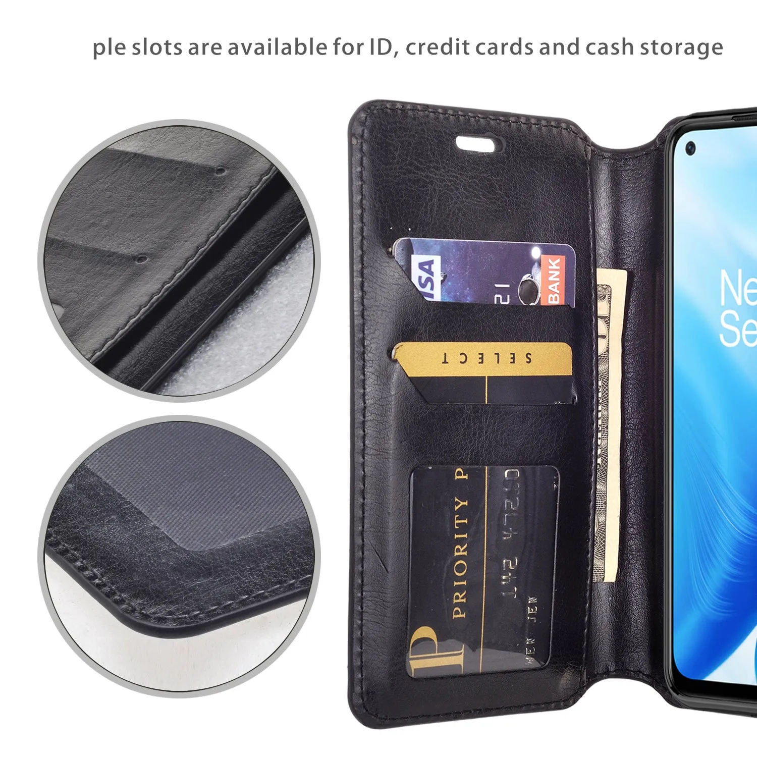 OnePlus Nord N200 5G Case, Nord N200 5G Wallet Case, Pu Leather Wallet Case [Kickstand] with ID & Credit Card Slots for Nord N200 5G  - Black