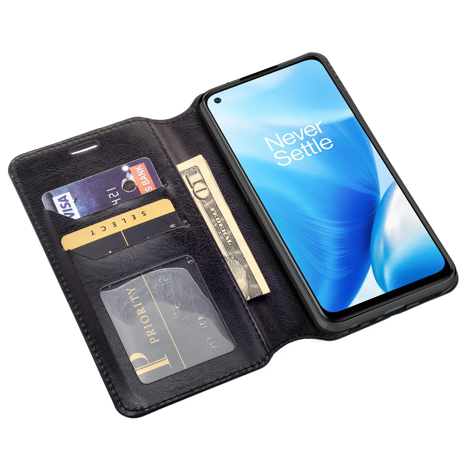 OnePlus Nord N200 5G Case, Nord N200 5G Wallet Case, Pu Leather Wallet Case [Kickstand] with ID & Credit Card Slots for Nord N200 5G  - Black