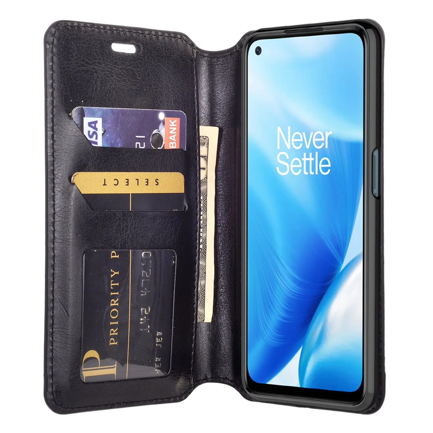 OnePlus Nord N200 5G Case, Nord N200 5G Wallet Case, Pu Leather Wallet Case [Kickstand] with ID & Credit Card Slots for Nord N200 5G  - Black