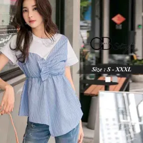 ORANGEBEAR ASYMMETRICAL SHORT SLEEVE TOP