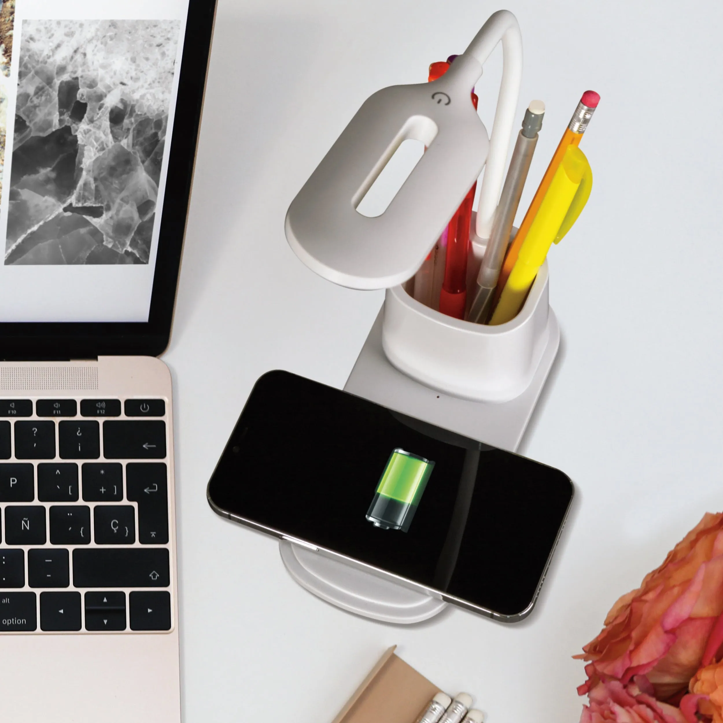 Organizer LED Desk Lamp with Wireless Charging