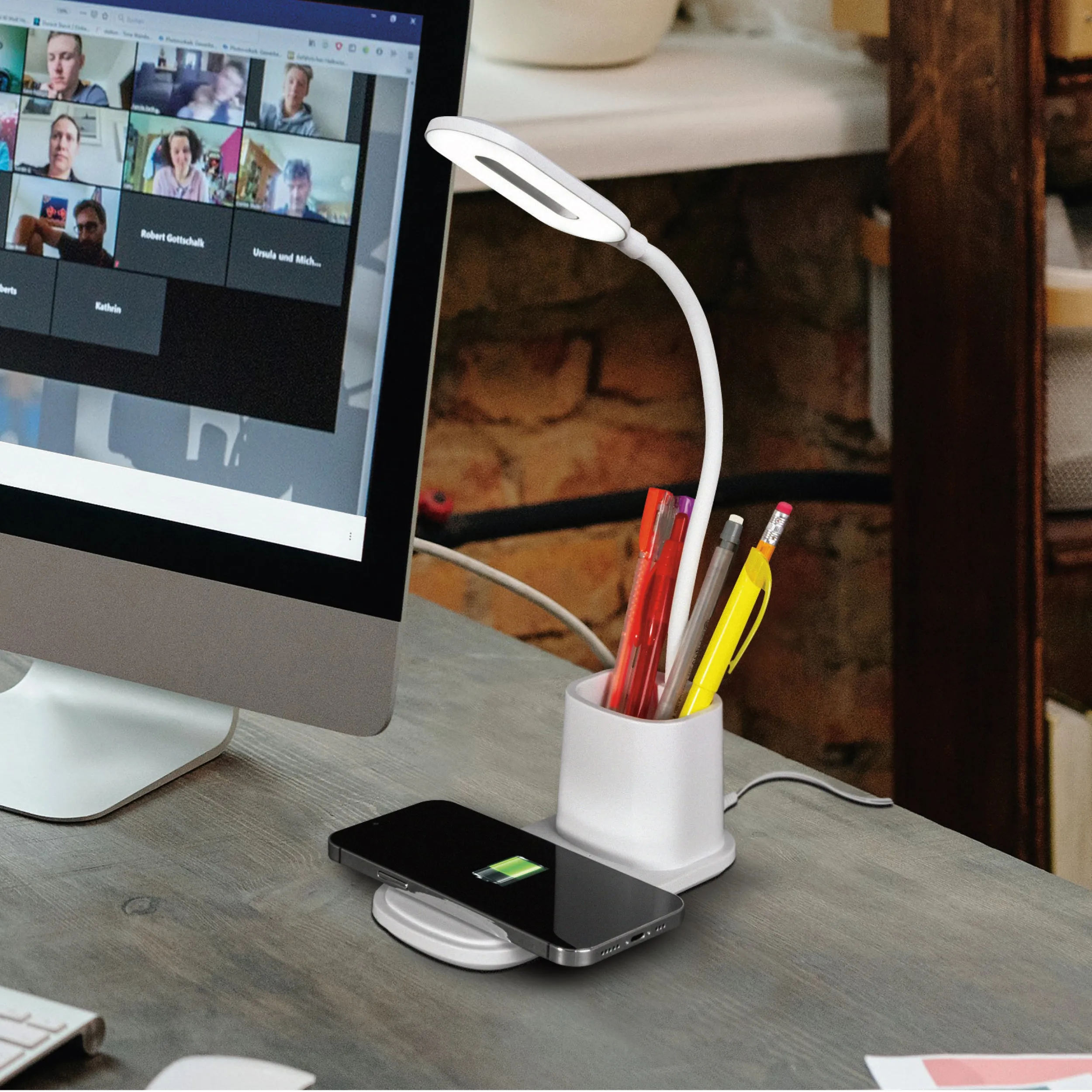 Organizer LED Desk Lamp with Wireless Charging