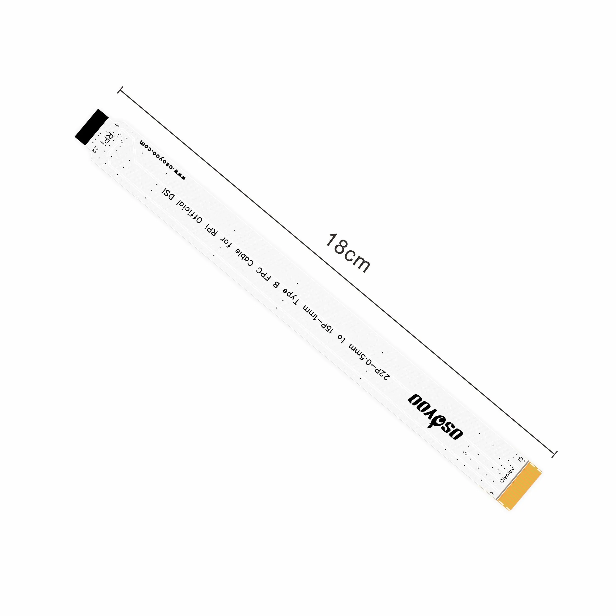 OSOYOO 15 Pin 1.0mm Pitch to 22 Pin 0.5mm Pitch Type B Cover Film High Precision Anti-Interference Flex FPC Cable for Raspberry Pi Official 7inch DSI / OSOYOO 7"/3.5" IPS DSI screen to Raspberry Pi 5