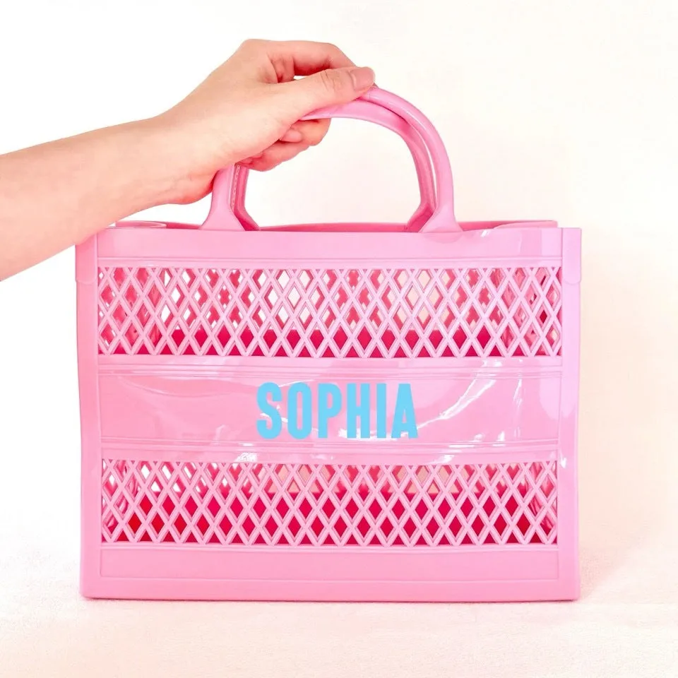 Personalized Light Grey Jelly Beach Bag