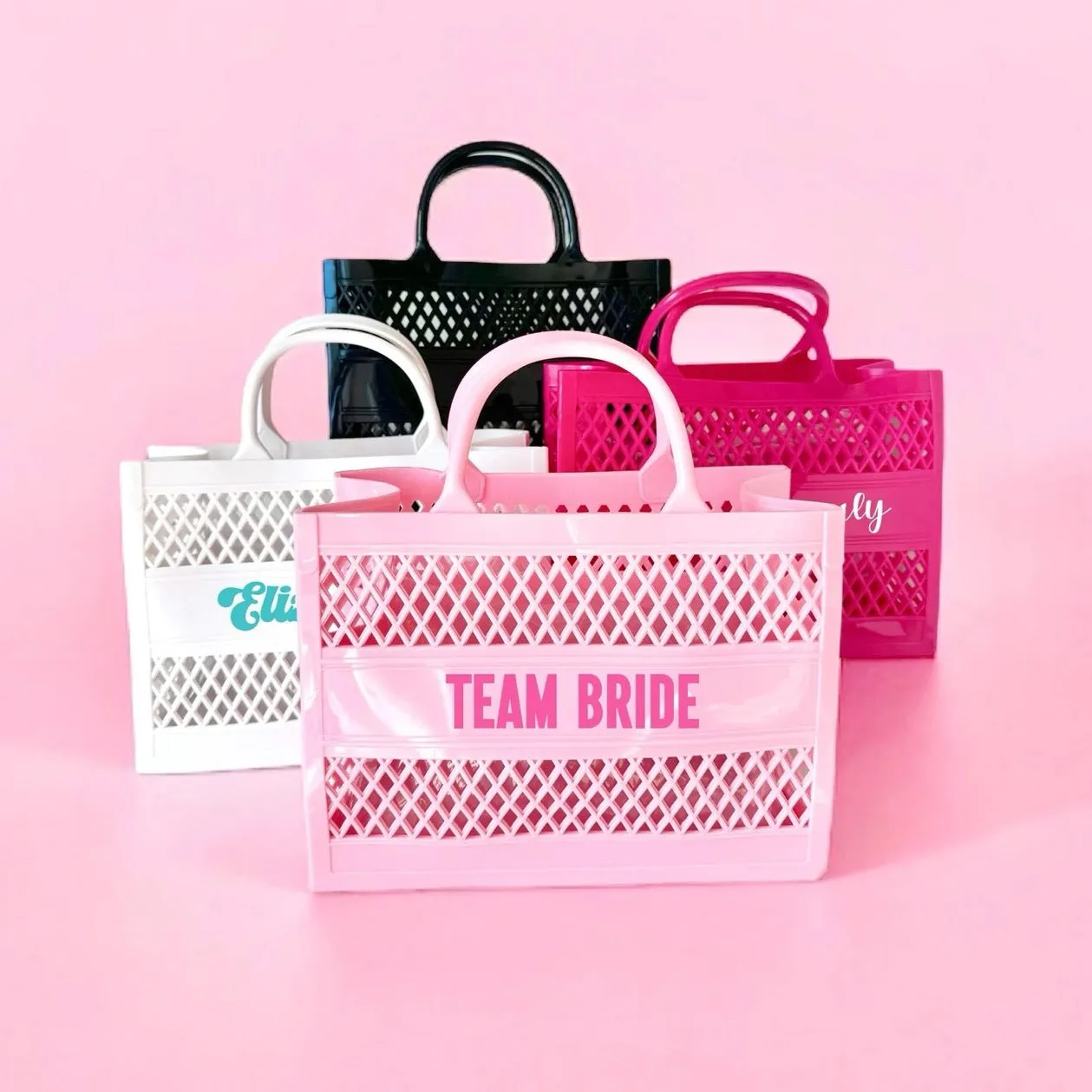 Personalized Light Grey Jelly Beach Bag