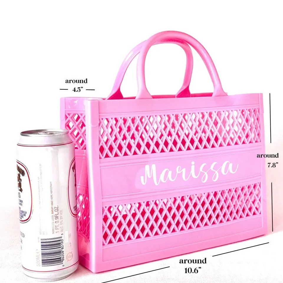 Personalized Light Grey Jelly Beach Bag