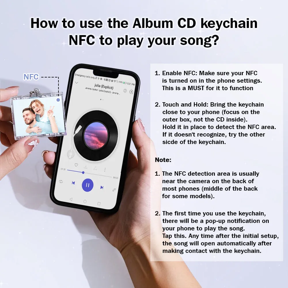 Personalized NFC Keychain Custom Mini Album CD Keychain with Fully Custom Photos Song Play Your Favorite Spotify Song Instantly Personalized Music Gift Music Lover Keychain CD Album