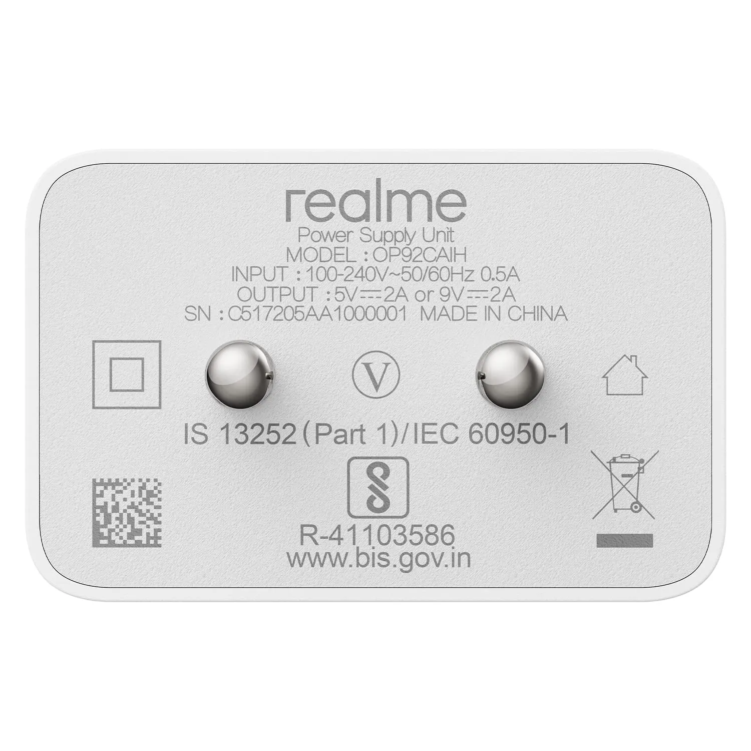 Realme 5S Flash Charge 2 Amp 10W Charger With Cable