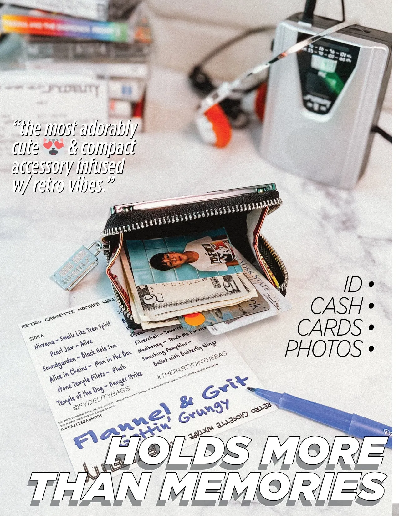Retro Cassette Wallet | Electro Black