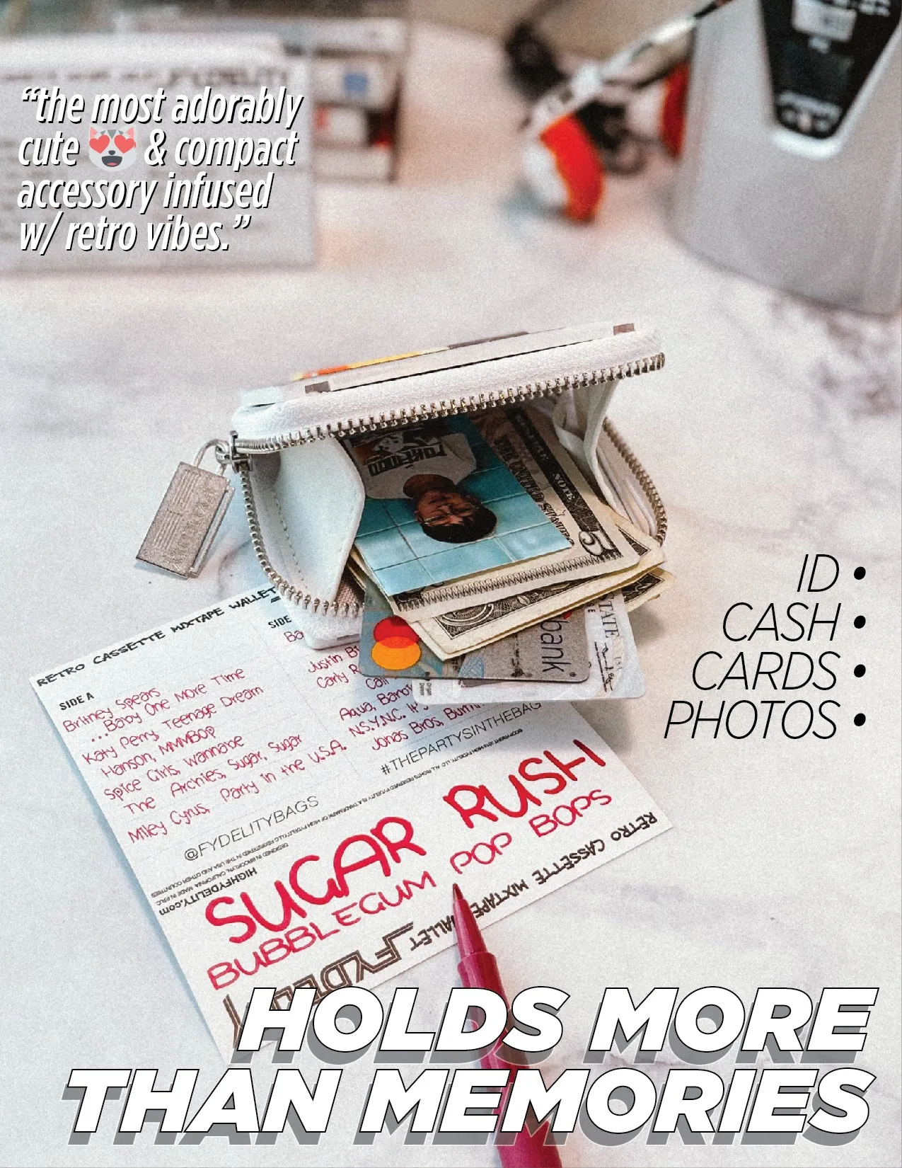 Retro Cassette Wallet | Pink Mattte