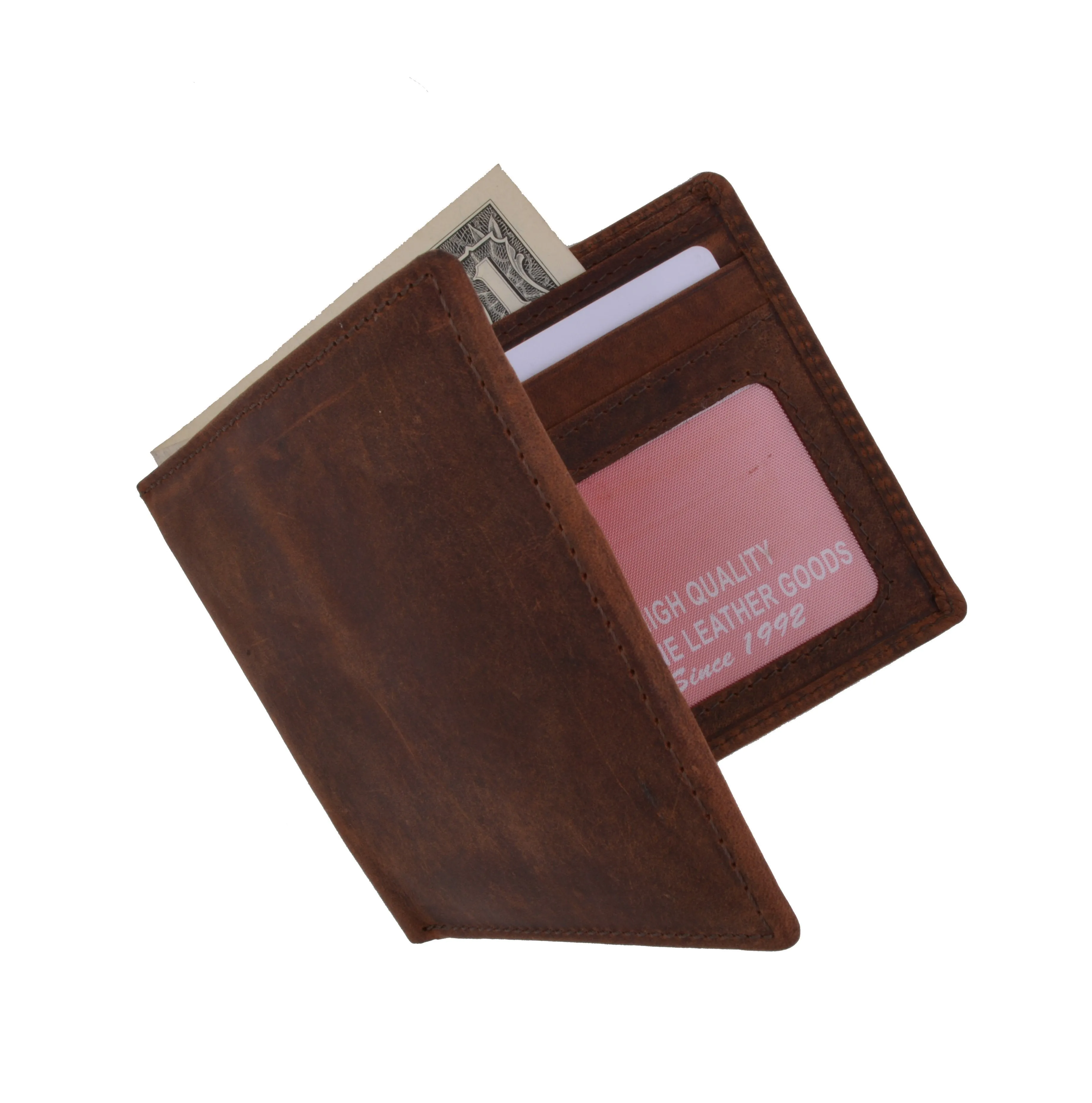 RFID Blocking Men's Vintage Genuine Leather Slim Bifold Wallet RFIDP60HTC
