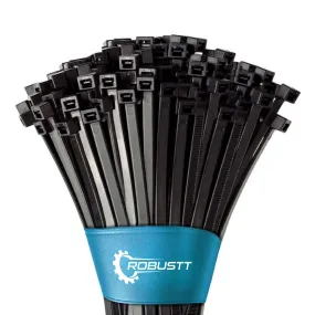 Robustt Self Locking Cable Ties | 200 X 3.6 mm | 200 Pieces, Black | Heat Resistant Cable Zip Ties | Self-Locking Cable Organizer | Anti - Slip Wire Organizer | For Indoor & Outdoor Use