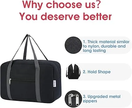 Ryanair Airlines Cabin Bag 40x20x25 Underseat Foldable Travel Duffel Bag Holdall Tote Carry on Hand Luggage Overnight for Women and Men 20L